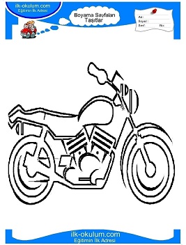 Çocuklar İçin Motor Boyama Sayfaları 